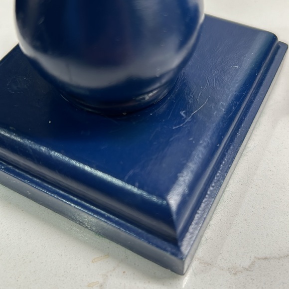 🌻4/$20 VTG Wooden Blue Taper Candleholders Hand Made  Polarco Inc. - Picture 9 of 11